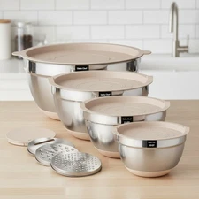 Stainless Steel Mixing Bowls Set with Airtight Lids 8pcs Nesting Kitchen Storage
