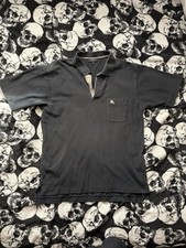 Burberry London Men s Black Polo Shirt Nova Check placket Short Sleeve Medium