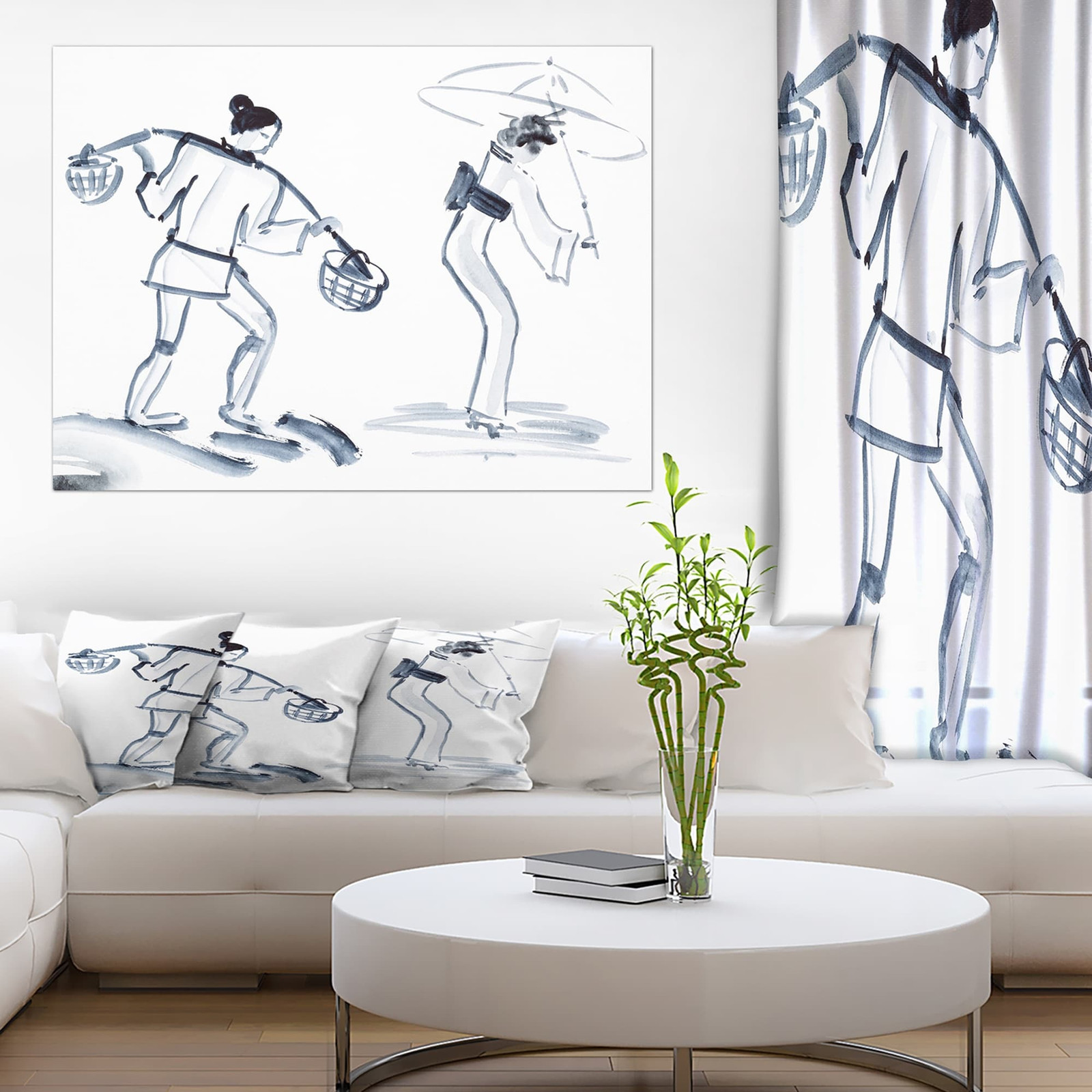 Designart Japanese Woman with Umbrella Glamour Canvas Print Wall Art