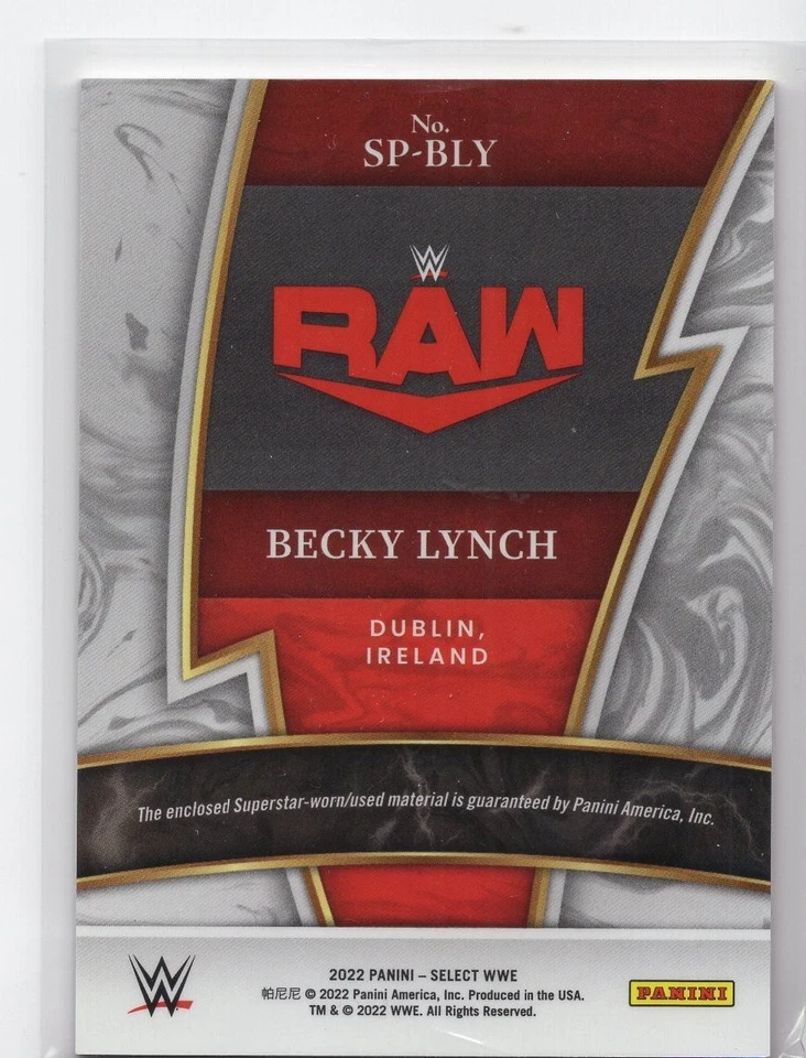 BECKY LYNCH 2022 Panini Select WWE Sparks Relic #SP-BLY Pro Wrestling Card - Image 2 of 3