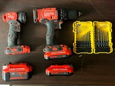 Craftsman V20 Cordless Drill and Light Kit with Batteries & DeWalt Drill Bit Set