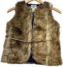 OshKosh B'gosh Girls Shaggy Faux Fur Vest Sleeveless Size 10 Brown