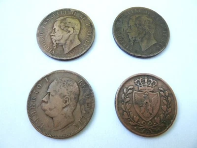 Lot de 4 pièces de monnaie Italie en cuivre. ou bronze Monnaie du 19e siècle - Photo 1/4