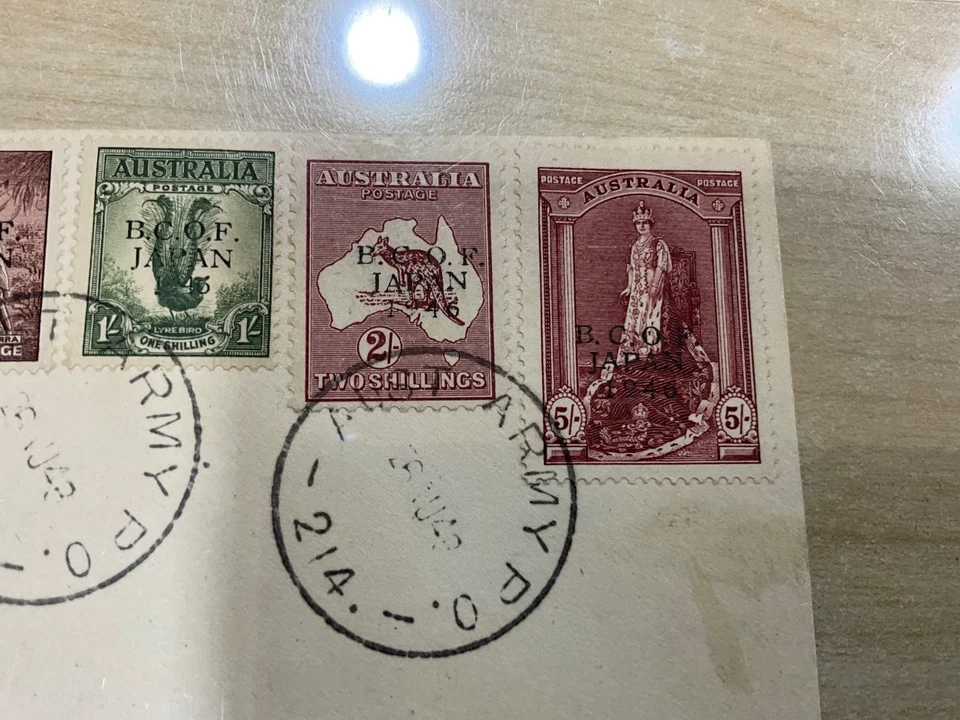 Australia B.C.O.F. Japan 1946 Overprint Cover + stamps scares N17 - Image 3 of 4