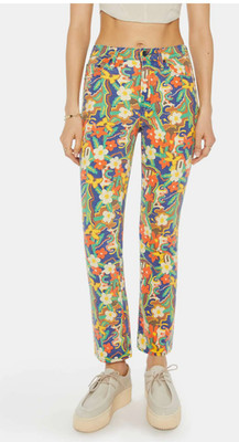 Mother Flora Insider Flood Play Date Blooms Straight Leg Jeans NWT, Size 25