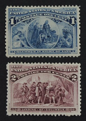 CKStamps: US Stamps Collection Scott#230 1c Columbian Mint NH OG #231 Mint H OG