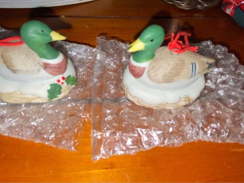 Home Interior duck Christmas ornaments by Homco I think they are mallard