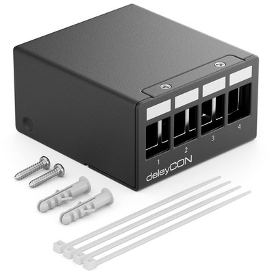 Deleycon Patch Panel Gehäuse 4 Ports 1HE für Keystone Module 14,9mm x 17mm
