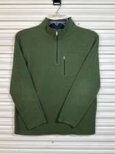 L.L. Bean Boys Fleece Top M10-12 Green 1/4 Zip Blue Inner Coller Long Sleeve
