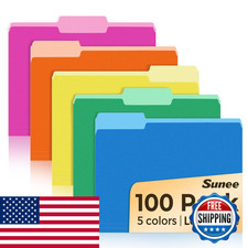 Sunee File Folders 100 Pack Manilla Folders 8.5 X 11 Colored File Folders Home