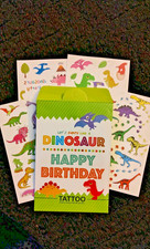 60 Dinosaur temporary children's tattoos Happy Birthday fun gift party pack