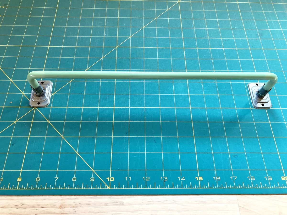 15 Vtg Art Deco Jadeite Bent Glass Bathroom Towel Rack W Brackets
