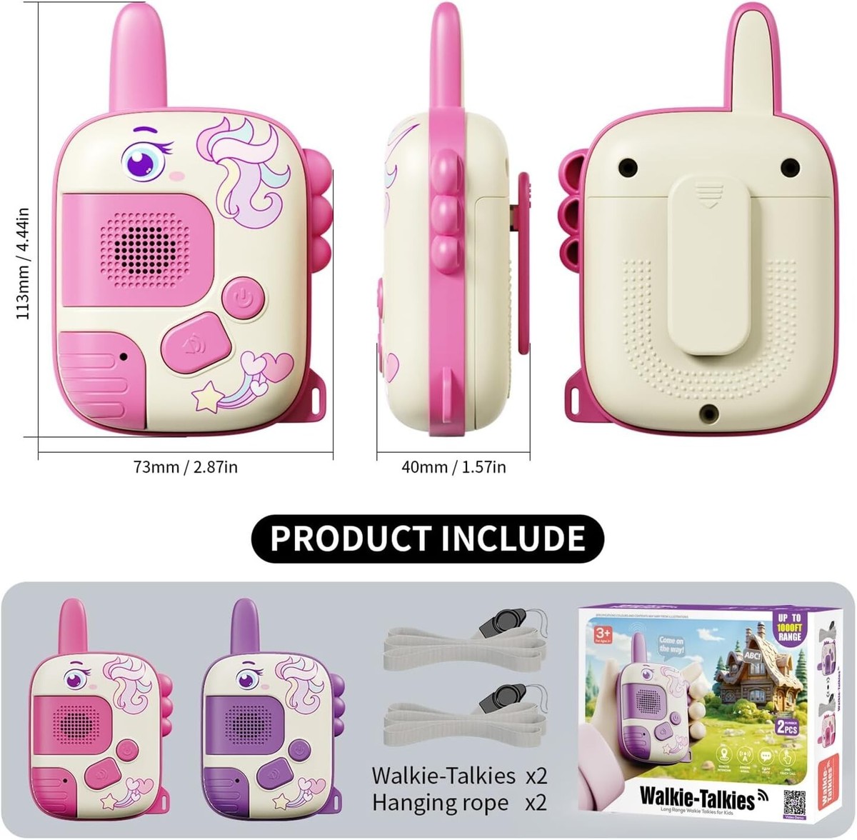 Talkie-walkie Pour Enfants OBEST – 2 Radios Dinosaures, Portée 300 M, Rechargeable, Bracelet Silicone, Cadeau 3 Ans+