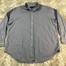 Ralph Lauren LRL Shirt Mens 17.5 34/35 OCBD Oxford Non Iron Blue Plaid Vintage