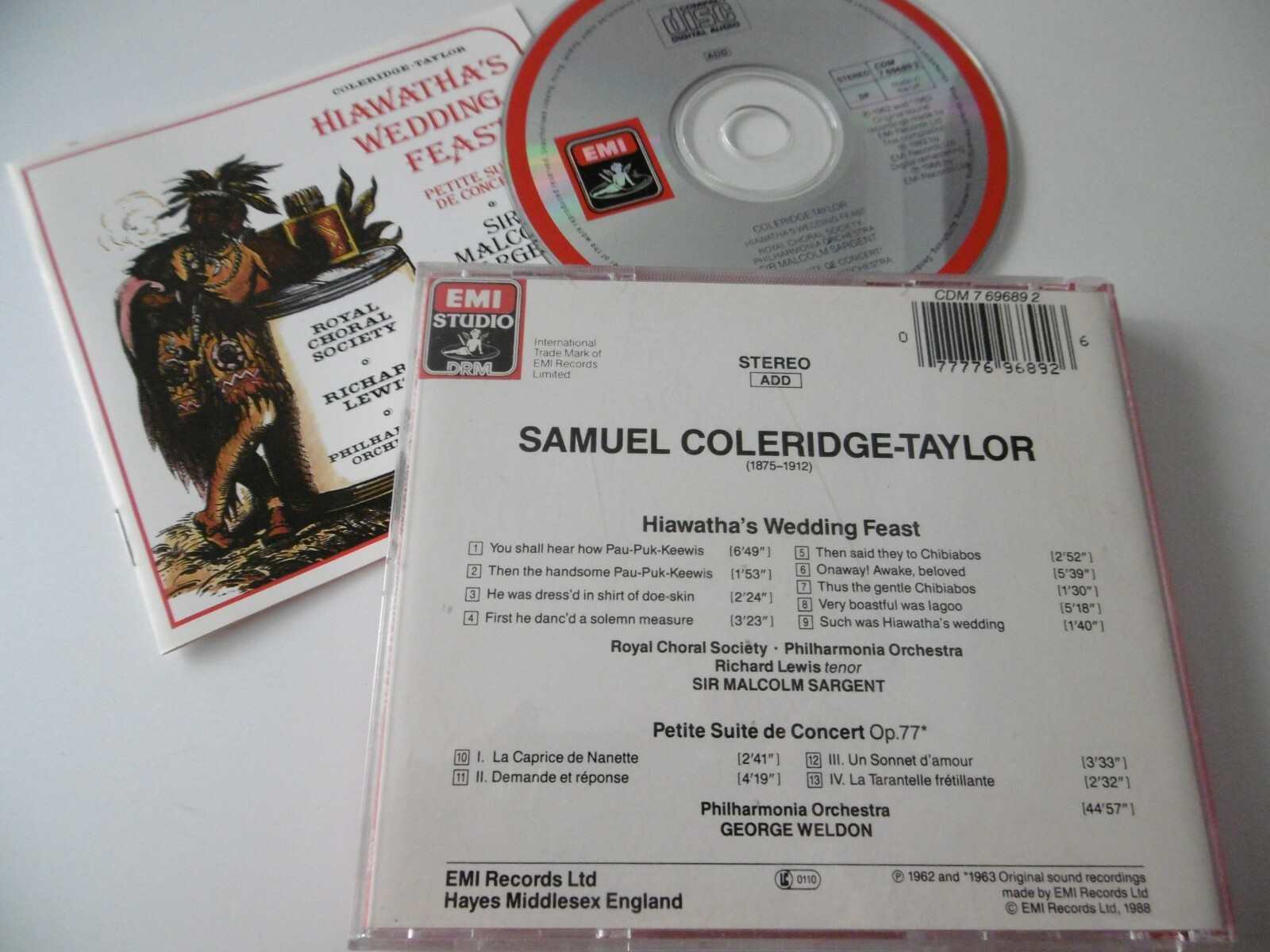 COLERIDGE-TAYLOR HIAWATHA'S WEDDING FEAST PETITE SUITE CD SARGENT WELDON EMI