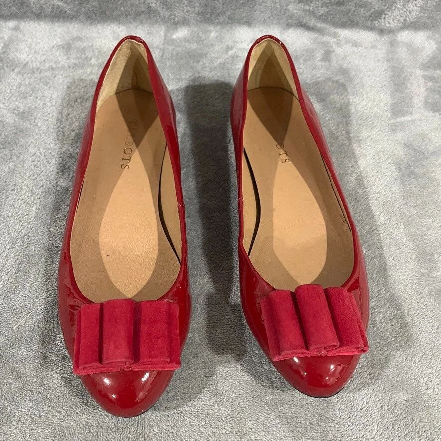 Talbots BRIANA4 TARTA FRAMBUESA Rojo Charol Gamuza Arco Ballet Planos Talla 7M Foto 2 de 4