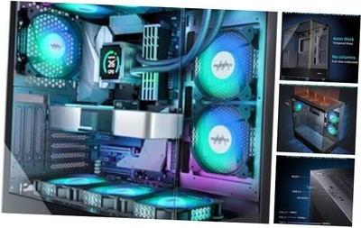  PC CASE ATX 6 PWM ARGB Fans Pre-Installed, Type-C Mid Tower Computer Case 