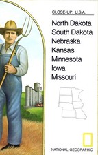 Map National Geographic North South Dakota Nebraska Kansas Minnesota Iowa 1974