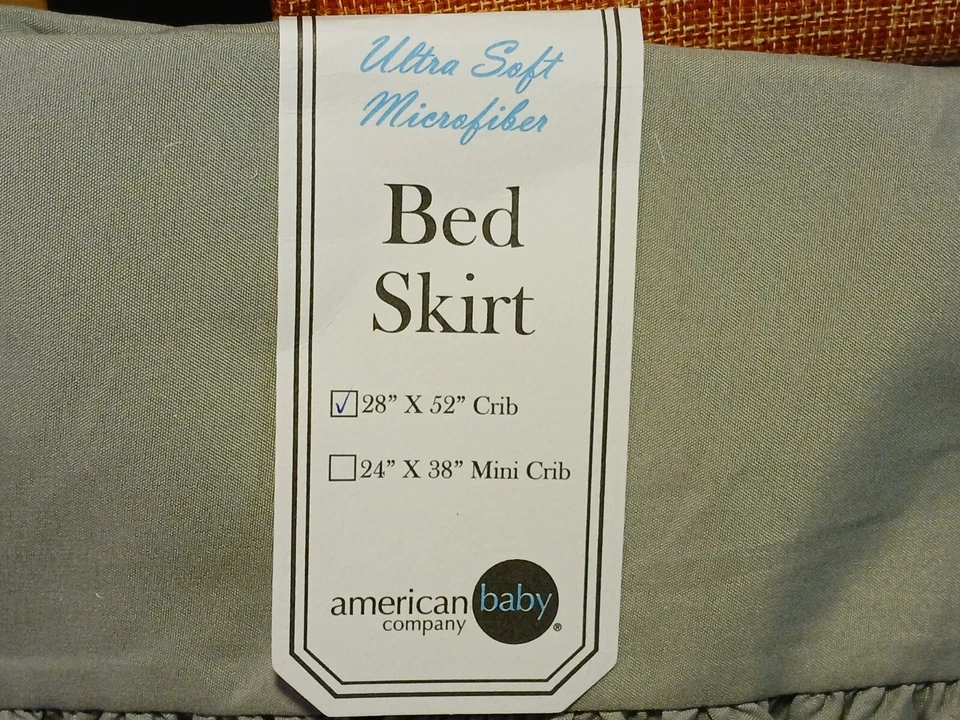 American Baby Co Ruffled Crib Skirt Ultra Soft Microfiber Fits 28"x52" Crib Grey - Image 2 of 4