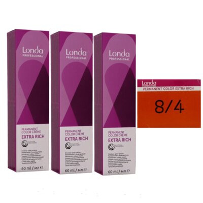 Londa Professional permanente Cremehaarfarbe Extra Rich 3 x 60 ml 8/4 hellblond