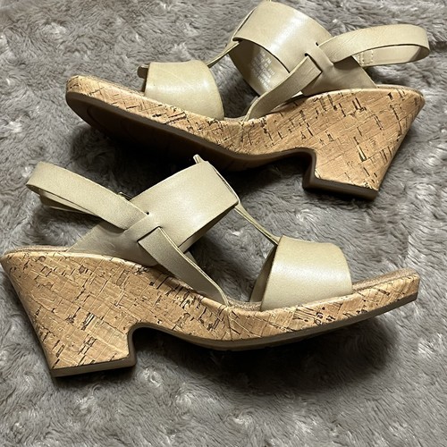Clarks Rose bequeme beige Leder Slingback Kork Keilabsatz Sandalen 35812 Damen 7M - Bild 12 von 19