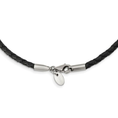 Genuine Leather Weave Necklace; 18 inch; Lobster (Fancy