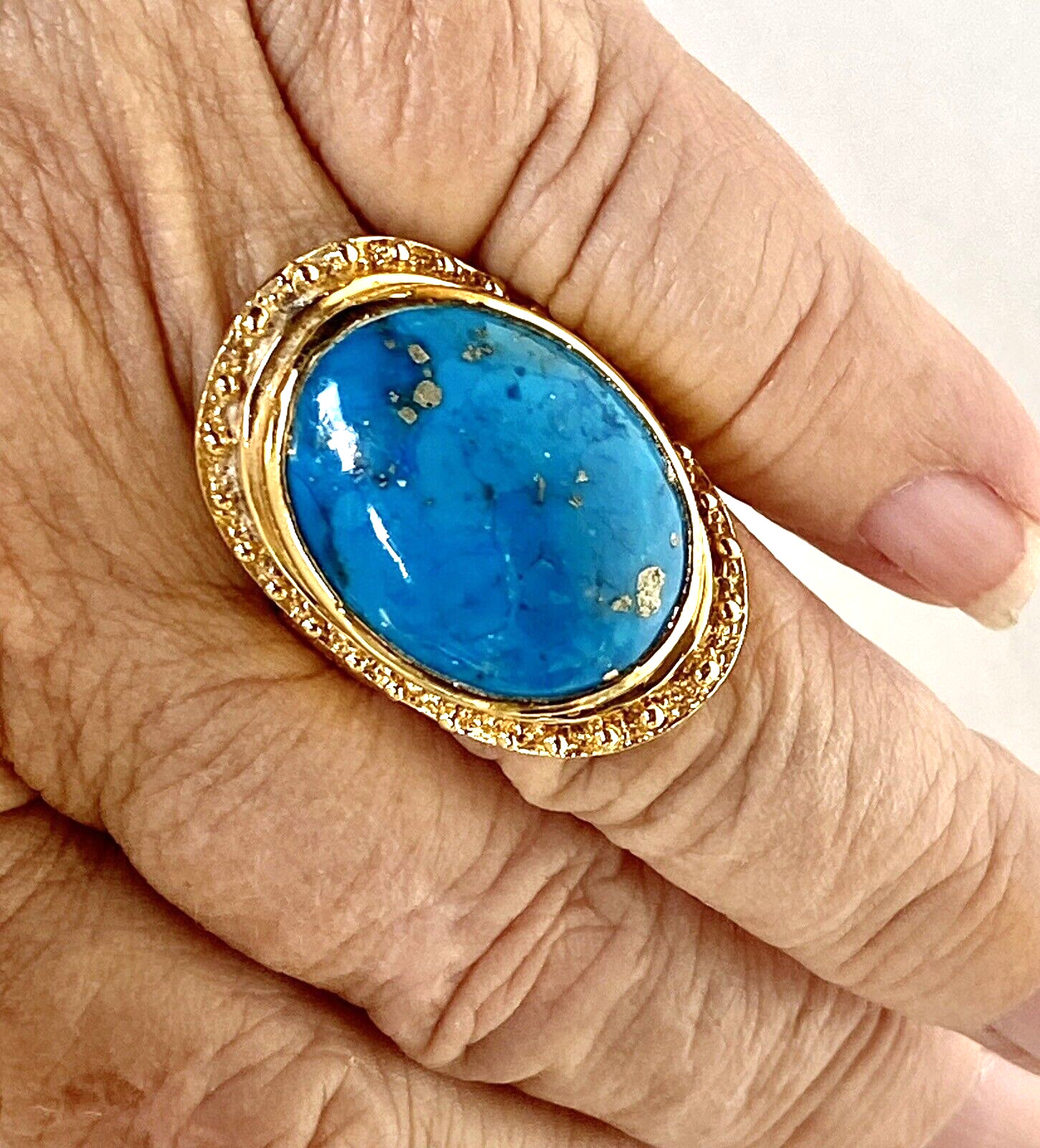 Denim Lapis Statement Ring Gold Plated Sterling S… - image 6