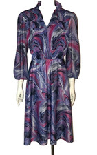 M.L.S. LTD New York Purple Fashion Dress Size 12-14 Vintage