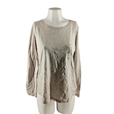 NWT STYLE&CO Long Sleeve T-shirt S(4-6) Beige Cotton Pullover