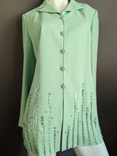 Jacket Mint Blazer Long Sleeve Bead Design Women Vintage