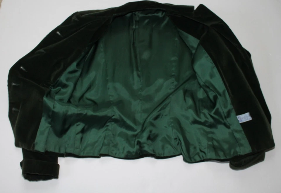 Blazer Chaqueta Vintage Terciopelo Verde Bosque Años 50 Ecuestre 34 Pecho Romántico Foto 4 de 4