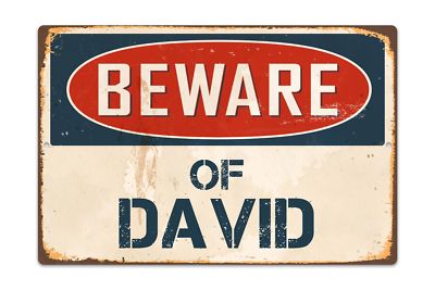 Beware Of David 8 ''x 12'' Vintage Aluminum Retro Metal Sign VS492