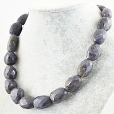 668.50 Cts Earth Mined Blue Iolite Faceted Beads Single Strand Necklace RS 