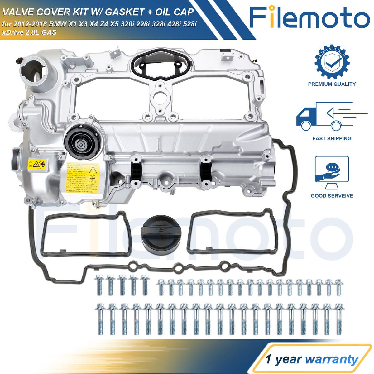 BMW Valve Cover Kit For 2.0L/3.0L Engines - Fits 2012-2018 228i, 328i, X1, X5 & More 5 thumbnail image