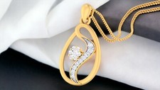Gorgeous 0.45 Cts F/VS1 Round Brilliant Cut Diamonds Necklace in 14K Yellow Gold