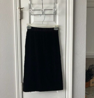WOMENS YEAR OF THE BLACK ELASTIC WAIST SIDE SLIT FAUX VELVET SKIRT SIZE SMALL