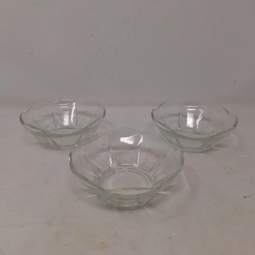 Vintage Anchor Hocking MCM Swedish Modern Chips Dip Set Of 3 Bowls Scalloped