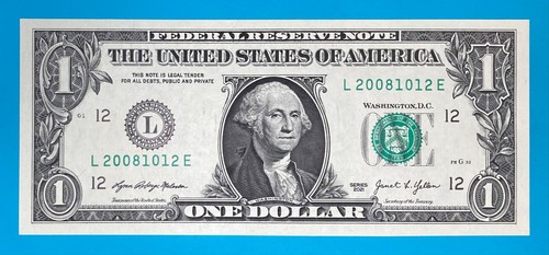 2008 October 12 : L 20081012 E BIRTHDAY Note $1 One Dollar Bill *UNC* - Picture 2 of 3