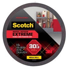 Scotch  414S-LONG Extreme Double-Sided Mounting Tape Mega Roll, 1 In X 400 In