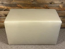 New Rectangular Ottoman Footstool Pouf Stool Designer Genuine Ivory Leather Seat