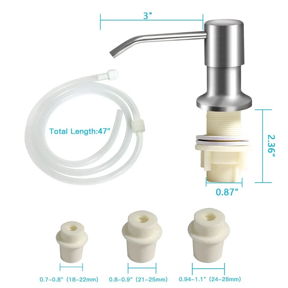 Dispensador de jabón para platos para fregadero de cocina (níquel cepillado), dispensador de jabón para fregadero de encimera Foto 4 de 4