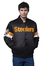 NEW STARTER PITTSBURGH STEELERS NFL SATIN VARSITY TRIPLE OPTION SNAP JACKET XL