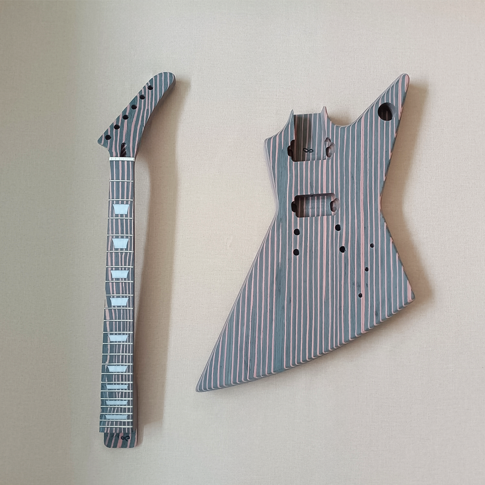 DIY 6 String Explorer Electric Guitar Kit Zebrawood Body Fretboard Neck ...