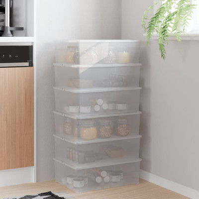 Kunststoff Aufbewahrungsbox 37x26x13cm klar PP 10L stapelbar Clipdeckel 6er Pack BPA-frei