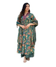 Women Cotton Blend Floral Printed Kurta Plazzo Set with Dupatta