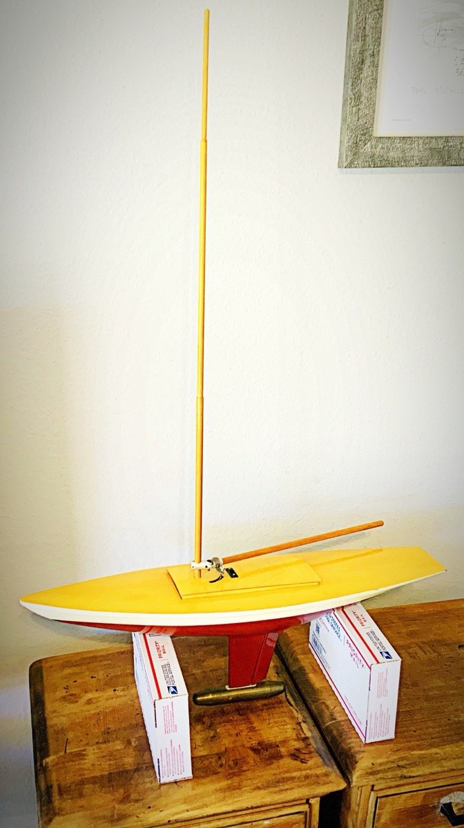 Vintage Wood RC Boat Sailboat 25” Long