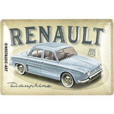 Relief-Blechschild "Renault Dauphine" - 30x20cm - Emaille Werbung Auto Werkstatt