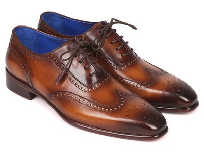 Paul Parkman Men's Handmade Wingtip Oxford Shoes Brown (ID#711W03)