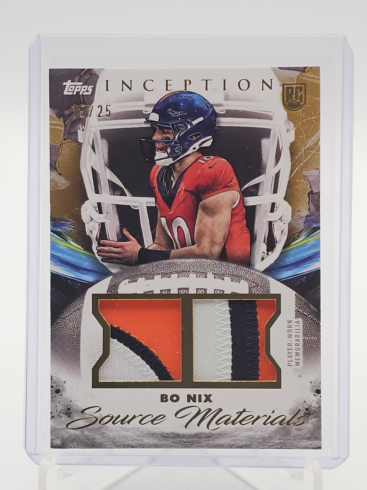 Bo Nix Topps Inception Source Materials #SMBN Gold