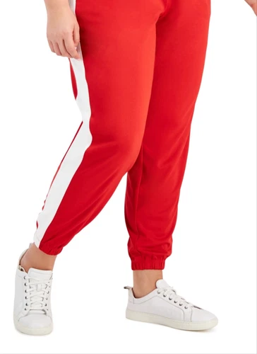 ID Ideology Women's Plus Racing Stripe Joggers Red Size TBD - Picture 3 of 3